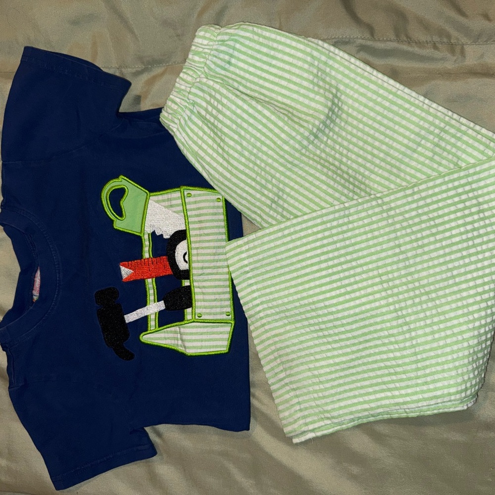Blue and Green Striped Set